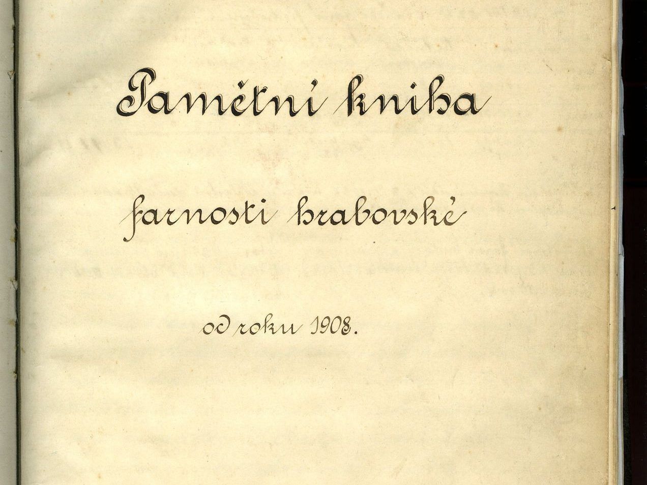 Rukopisná stránka Pamětní knihy farnosti hrabovské